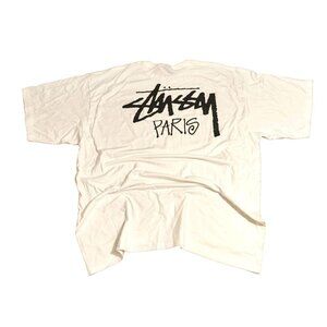 Stussy T-shirt Mens XXL Paris White Graphic Print 2 Sided Short Sleeve Pullover